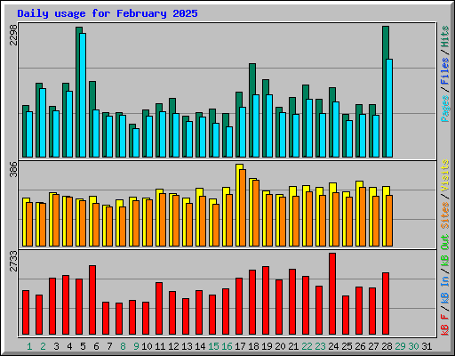Daily usage for February 2025