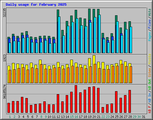 Daily usage for February 2025