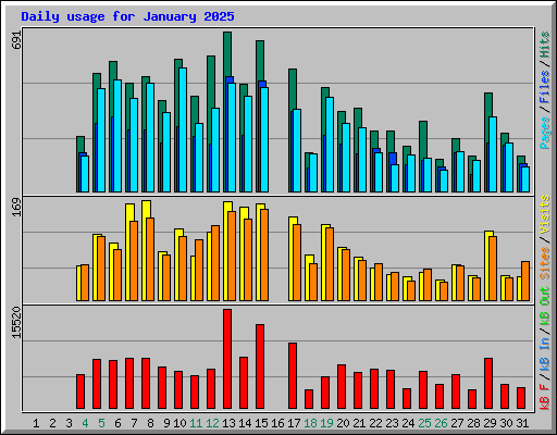 Daily usage for January 2025
