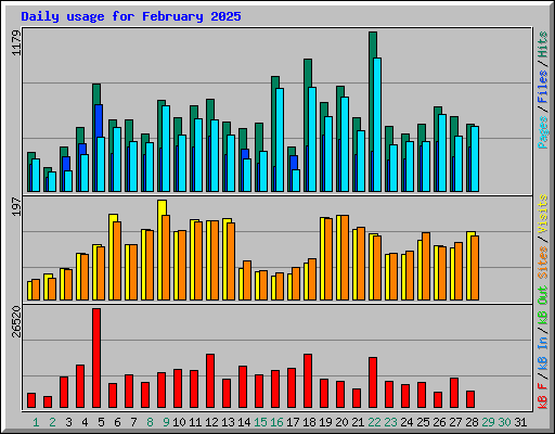 Daily usage for February 2025