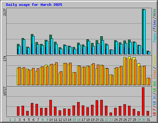 Daily usage for March 2025