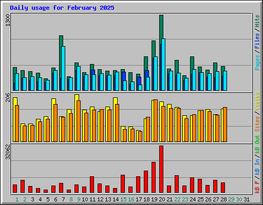 Daily usage for February 2025