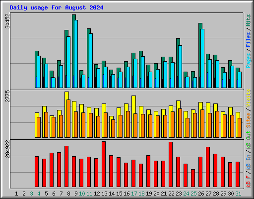 Daily usage for August 2024