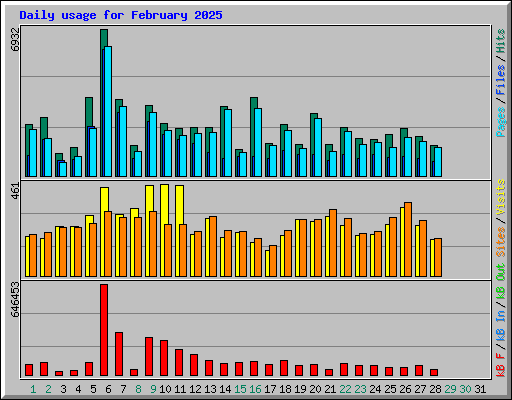 Daily usage for February 2025