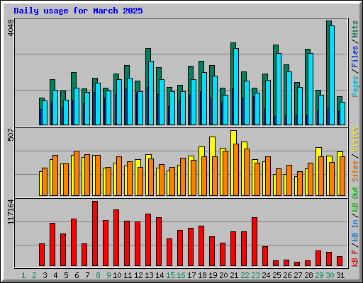Daily usage for March 2025